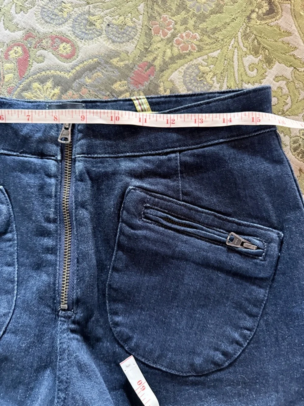 Anthropologie Dark Blue Denim Zip-Front Shorts - Picture 4 of 5